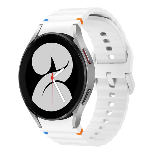 For Samsung Galaxy Watch 4 40 / 44mm Wave Pattern Stitched Silicone Watch Band(White) - Watch Bands by buy2fix | Online Shopping UK | buy2fix