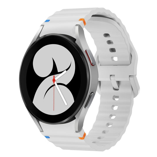 For Samsung Galaxy Watch 4 40 / 44mm Wave Pattern Stitched Silicone Watch Band(Light Gray) - Watch Bands by buy2fix | Online Shopping UK | buy2fix