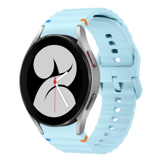 For Samsung Galaxy Watch 4 40 / 44mm Wave Pattern Stitched Silicone Watch Band(Light Blue) - Watch Bands by buy2fix | Online Shopping UK | buy2fix