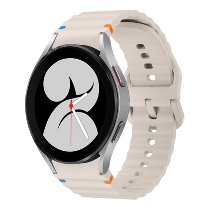 For Samsung Galaxy Watch 4 40 / 44mm Wave Pattern Stitched Silicone Watch Band(Starlight) - Watch Bands by buy2fix | Online Shopping UK | buy2fix