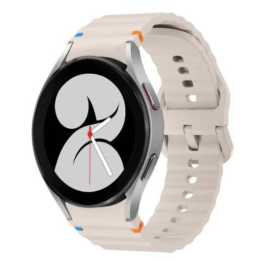 For Samsung Galaxy Watch 4 40 / 44mm Wave Pattern Stitched Silicone Watch Band(Starlight) - Watch Bands by buy2fix | Online Shopping UK | buy2fix