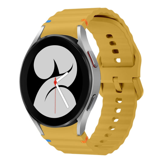 For Samsung Galaxy Watch 4 40 / 44mm Wave Pattern Stitched Silicone Watch Band(Yellow) - Watch Bands by buy2fix | Online Shopping UK | buy2fix