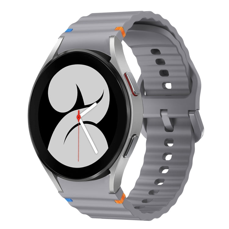 For Samsung Galaxy Watch 4 40 / 44mm Wave Pattern Stitched Silicone Watch Band(Dark Gray) - Watch Bands by buy2fix | Online Shopping UK | buy2fix