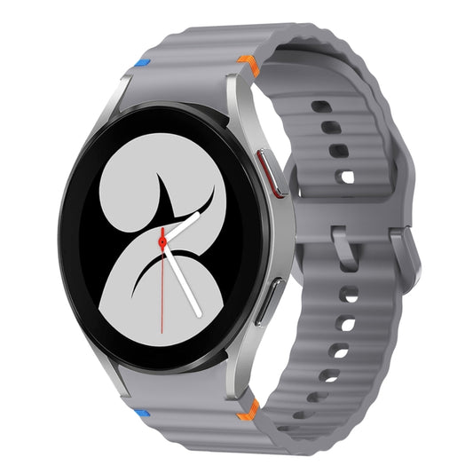 For Samsung Galaxy Watch 4 40 / 44mm Wave Pattern Stitched Silicone Watch Band(Dark Gray) - Watch Bands by buy2fix | Online Shopping UK | buy2fix