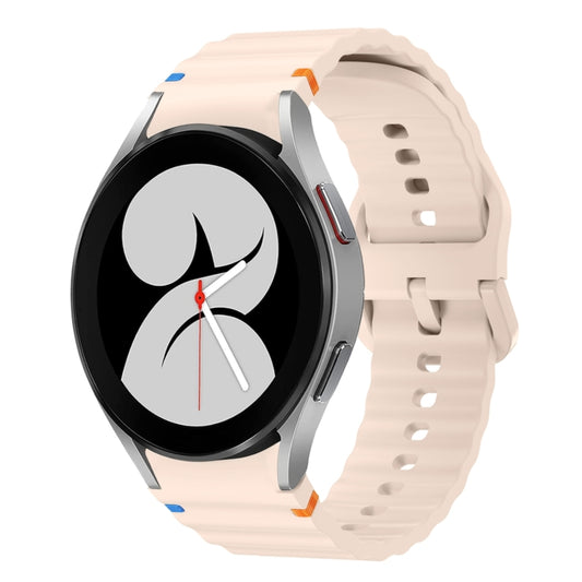 For Samsung Galaxy Watch 4 40 / 44mm Wave Pattern Stitched Silicone Watch Band(Pink) - Watch Bands by buy2fix | Online Shopping UK | buy2fix