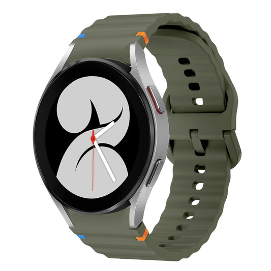 For Samsung Galaxy Watch 4 40 / 44mm Wave Pattern Stitched Silicone Watch Band(Army Green) - Watch Bands by buy2fix | Online Shopping UK | buy2fix
