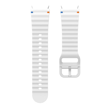 For Samsung Galaxy Watch 4 Classic 42 / 46mm Wave Pattern Stitched Silicone Watch Band(White) - Watch Bands by buy2fix | Online Shopping UK | buy2fix