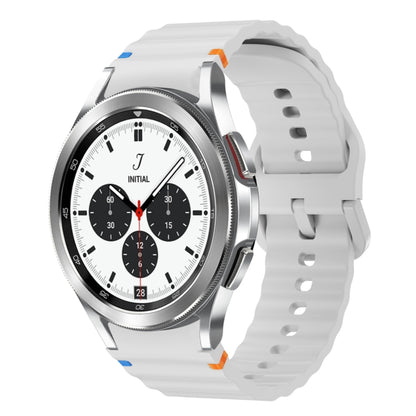 For Samsung Galaxy Watch 4 Classic 42 / 46mm Wave Pattern Stitched Silicone Watch Band(Light Gray) - Watch Bands by buy2fix | Online Shopping UK | buy2fix