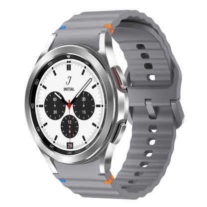 For Samsung Galaxy Watch 4 Classic 42 / 46mm Wave Pattern Stitched Silicone Watch Band(Dark Gray) - Watch Bands by buy2fix | Online Shopping UK | buy2fix
