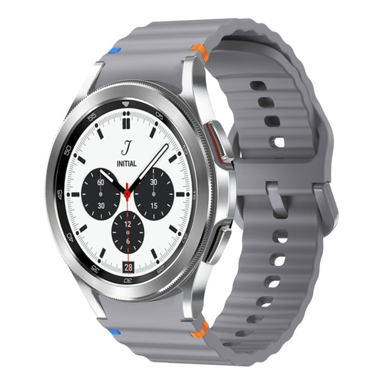 For Samsung Galaxy Watch 4 Classic 42 / 46mm Wave Pattern Stitched Silicone Watch Band(Dark Gray) - Watch Bands by buy2fix | Online Shopping UK | buy2fix