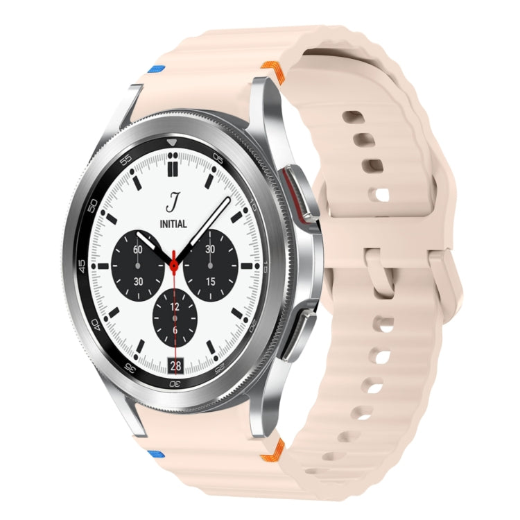For Samsung Galaxy Watch 4 Classic 42 / 46mm Wave Pattern Stitched Silicone Watch Band(Pink) - Watch Bands by buy2fix | Online Shopping UK | buy2fix