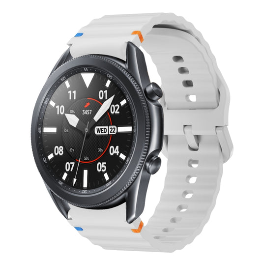 For Samsung Galaxy Watch3 41mm Wave Pattern Stitched Silicone Watch Band(Light Gray) - Watch Bands by buy2fix | Online Shopping UK | buy2fix