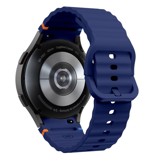 For Samsung Galaxy Watch3 41mm Wave Pattern Stitched Silicone Watch Band(Dark Blue) - Watch Bands by buy2fix | Online Shopping UK | buy2fix