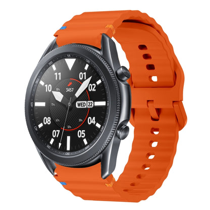 For Samsung Galaxy Watch3 41mm Wave Pattern Stitched Silicone Watch Band(Orange) - Watch Bands by buy2fix | Online Shopping UK | buy2fix
