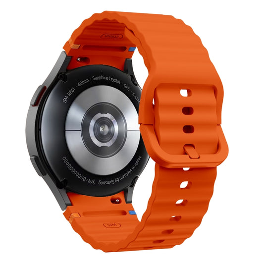For Samsung Galaxy Watch3 41mm Wave Pattern Stitched Silicone Watch Band(Orange) - Watch Bands by buy2fix | Online Shopping UK | buy2fix