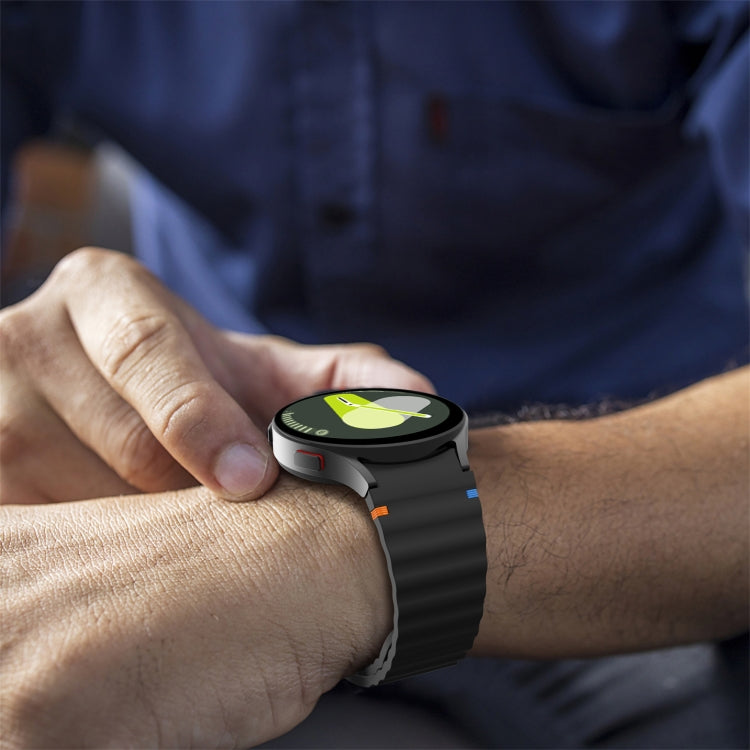 For Samsung Galaxy Watch 7 40 / 44mm Wave Pattern Stitched Silicone Watch Band(Black) - Watch Bands by buy2fix | Online Shopping UK | buy2fix