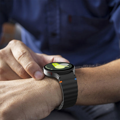 For Samsung Galaxy Watch 7 40 / 44mm Wave Pattern Stitched Silicone Watch Band(Black) - Watch Bands by buy2fix | Online Shopping UK | buy2fix