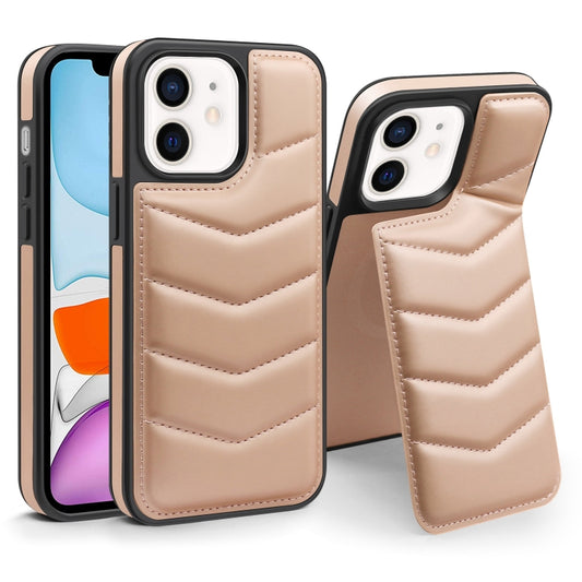 For iPhone 11 Down Jacket Card Bag Holder MagSafe Phone Case(Rose Gold) by buy2fix