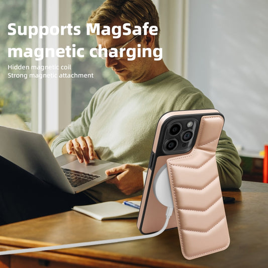 For iPhone 11 Pro Max Down Jacket Card Bag Holder MagSafe Phone Case(Rose Gold) by buy2fix