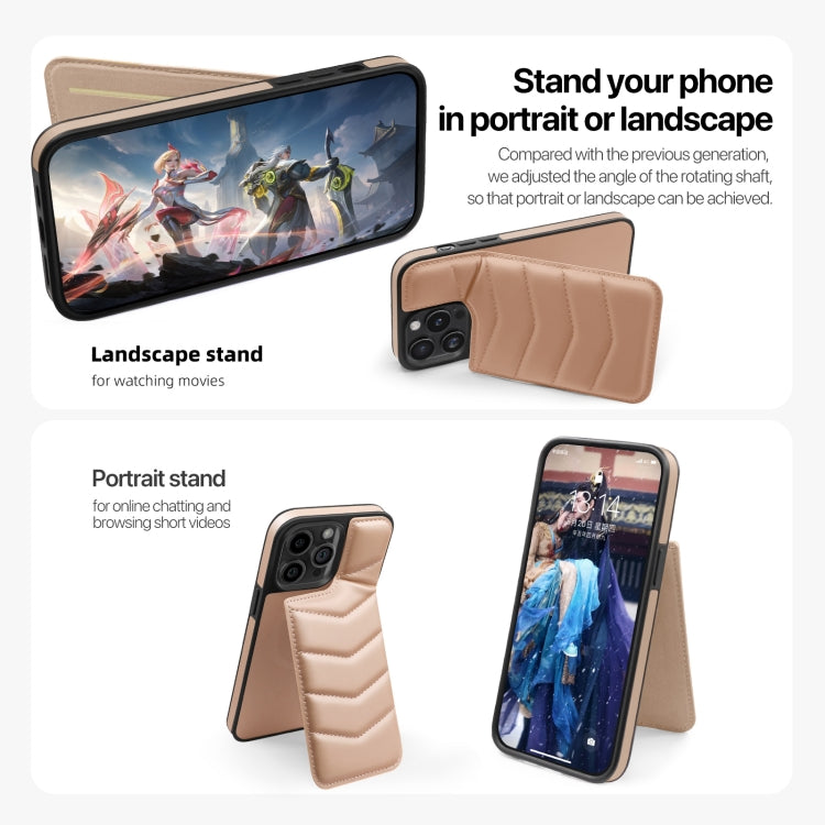 For iPhone 11 Pro Max Down Jacket Card Bag Holder MagSafe Phone Case(Rose Gold) by buy2fix