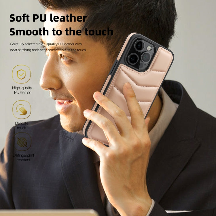 For iPhone 11 Pro Max Down Jacket Card Bag Holder MagSafe Phone Case(Rose Gold) by buy2fix