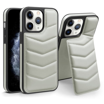 For iPhone 11 Pro Max Down Jacket Card Bag Holder MagSafe Phone Case(Grey) by buy2fix