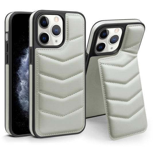 For iPhone 11 Pro Max Down Jacket Card Bag Holder MagSafe Phone Case(Grey) by buy2fix