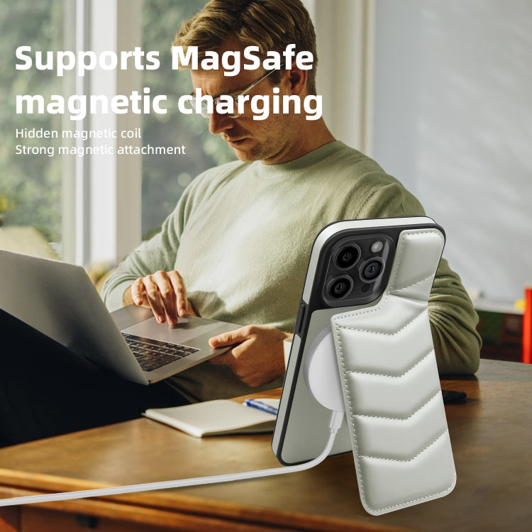 For iPhone 11 Pro Max Down Jacket Card Bag Holder MagSafe Phone Case(Grey) by buy2fix