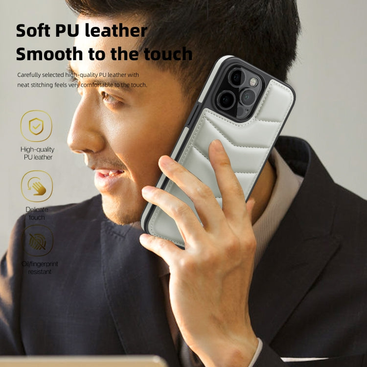 For iPhone 11 Pro Max Down Jacket Card Bag Holder MagSafe Phone Case(Grey) by buy2fix