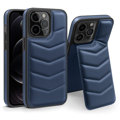 For iPhone 12 Pro Down Jacket Card Bag Holder MagSafe Phone Case(Royal Blue) by buy2fix