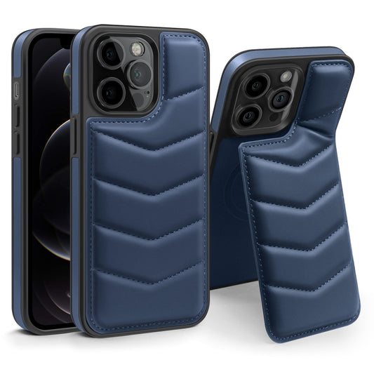 For iPhone 12 Pro Down Jacket Card Bag Holder MagSafe Phone Case(Royal Blue) by buy2fix