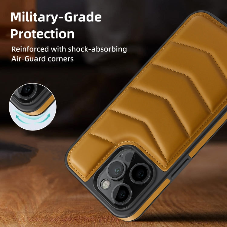 For iPhone 13 Pro Max Down Jacket Card Bag Holder MagSafe Phone Case(Brown) by buy2fix