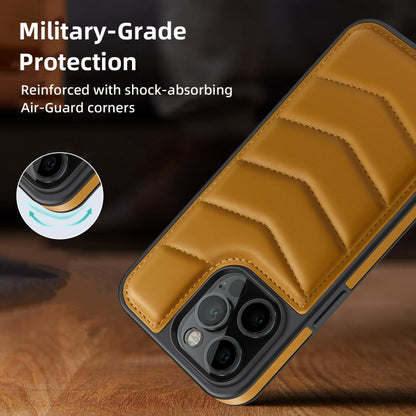 For iPhone 13 Pro Max Down Jacket Card Bag Holder MagSafe Phone Case(Brown) by buy2fix