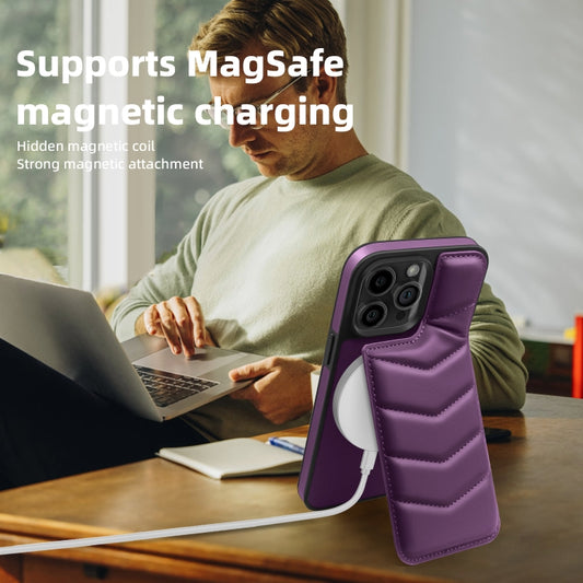 For iPhone 13 Pro Max Down Jacket Card Bag Holder MagSafe Phone Case(Purple) by buy2fix