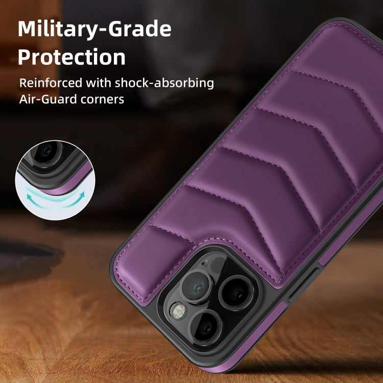 For iPhone 13 Pro Max Down Jacket Card Bag Holder MagSafe Phone Case(Purple) by buy2fix