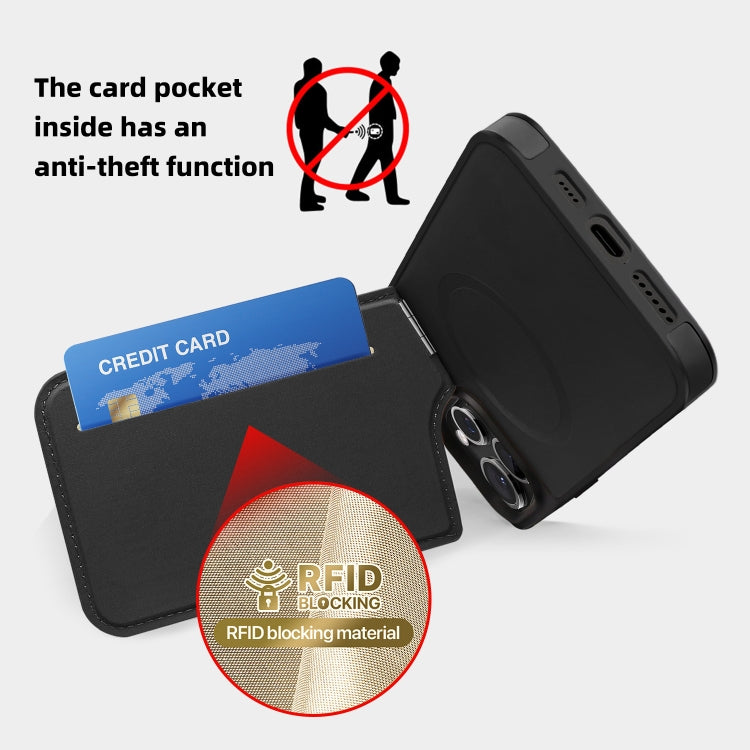 For iPhone 14 Down Jacket Card Bag Holder MagSafe Phone Case(Black) by buy2fix