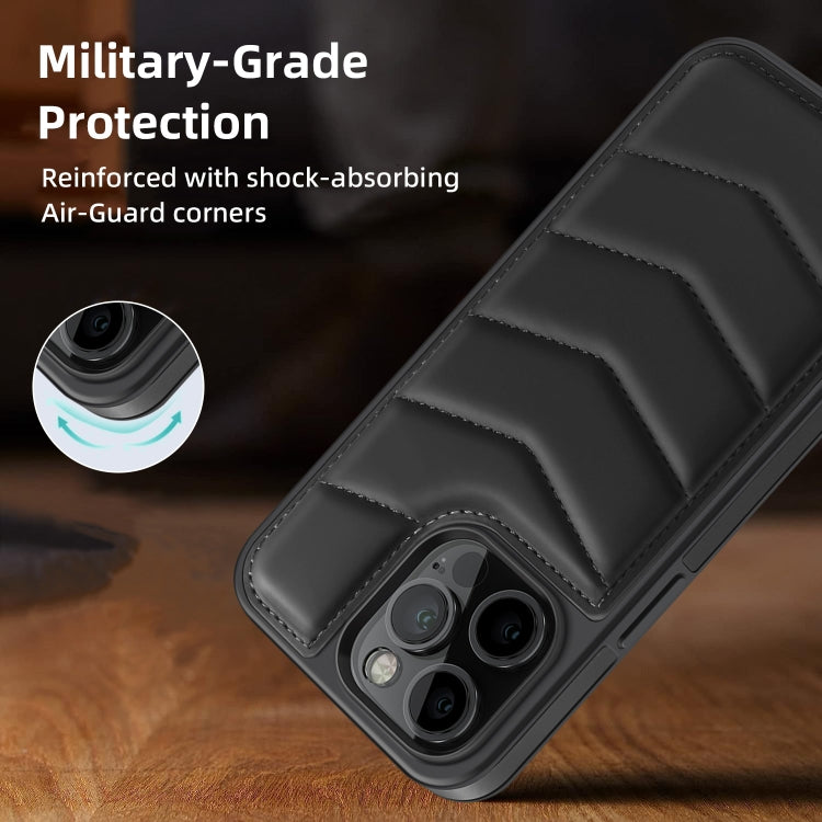 For iPhone 14 Down Jacket Card Bag Holder MagSafe Phone Case(Black) by buy2fix