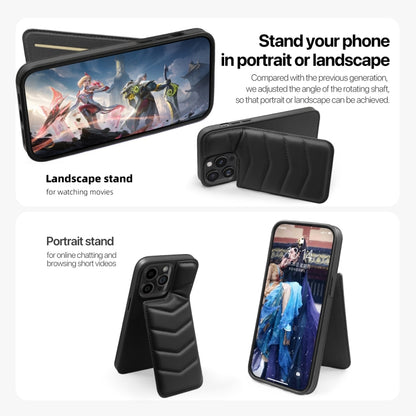 For iPhone 14 Down Jacket Card Bag Holder MagSafe Phone Case(Black) by buy2fix