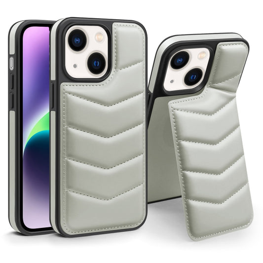 For iPhone 14 Down Jacket Card Bag Holder MagSafe Phone Case(Grey) by buy2fix