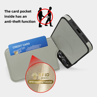 For iPhone 14 Down Jacket Card Bag Holder MagSafe Phone Case(Grey) by buy2fix