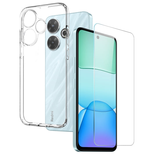 For Xiaomi Redmi 13 4G NORTHJO Transparent TPU Phone Case with Tempered Glass Film(Transparent) - Redmi 13 Cases by NORTHJO | Online Shopping UK | buy2fix