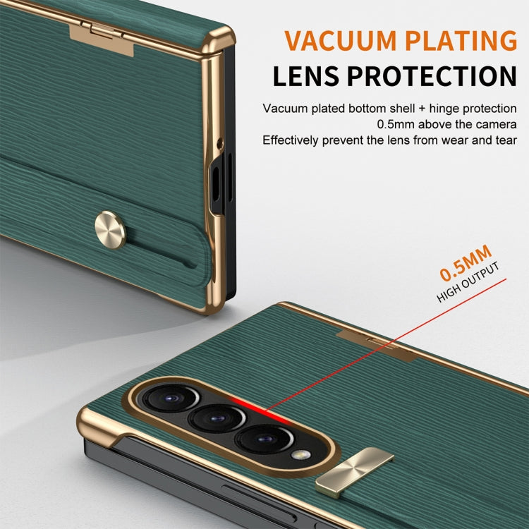 For Samsung Galaxy Z Fold3 Retractable Wrist Strap Invisible Stand Phone Case(Green) - Galaxy Phone Cases by buy2fix | Online Shopping UK | buy2fix