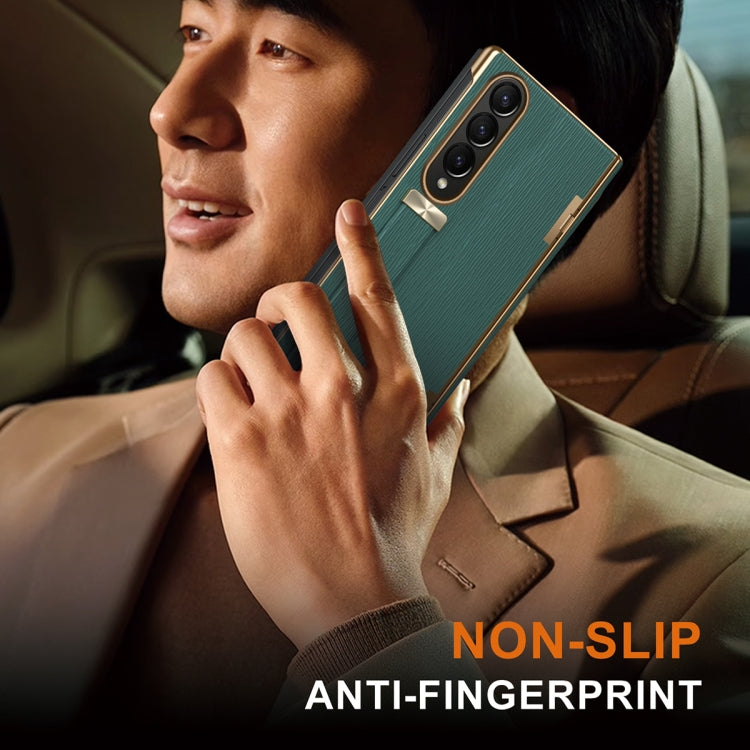 For Samsung Galaxy Z Fold3 Retractable Wrist Strap Invisible Stand Phone Case(Green) - Galaxy Phone Cases by buy2fix | Online Shopping UK | buy2fix