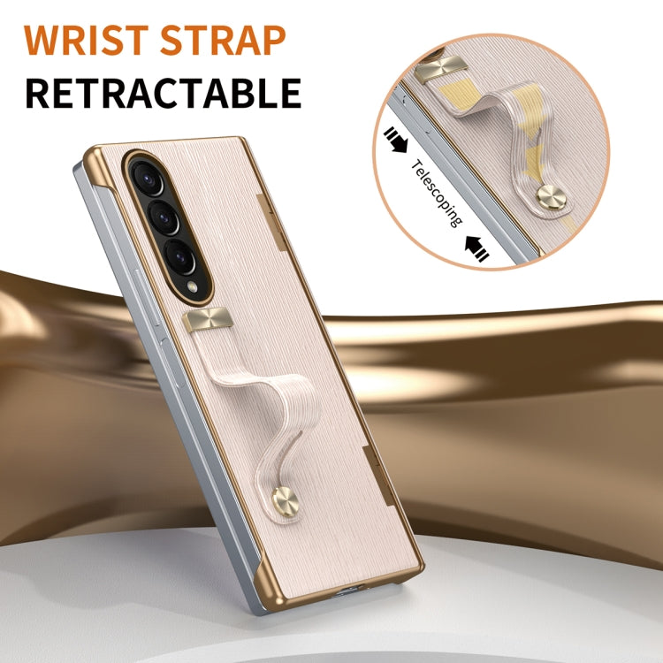 For Samsung Galaxy Z Fold3 Retractable Wrist Strap Invisible Stand Phone Case(Pink) - Galaxy Phone Cases by buy2fix | Online Shopping UK | buy2fix