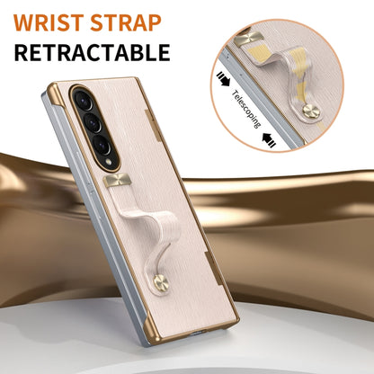 For Samsung Galaxy Z Fold3 Retractable Wrist Strap Invisible Stand Phone Case(Pink) - Galaxy Phone Cases by buy2fix | Online Shopping UK | buy2fix