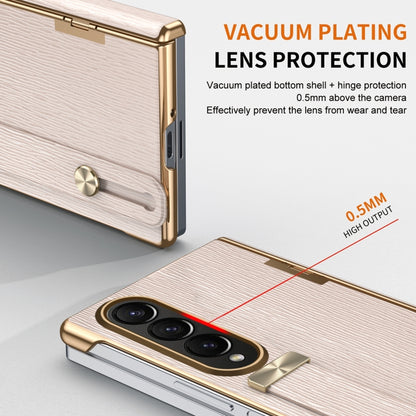 For Samsung Galaxy Z Fold3 Retractable Wrist Strap Invisible Stand Phone Case(Pink) - Galaxy Phone Cases by buy2fix | Online Shopping UK | buy2fix