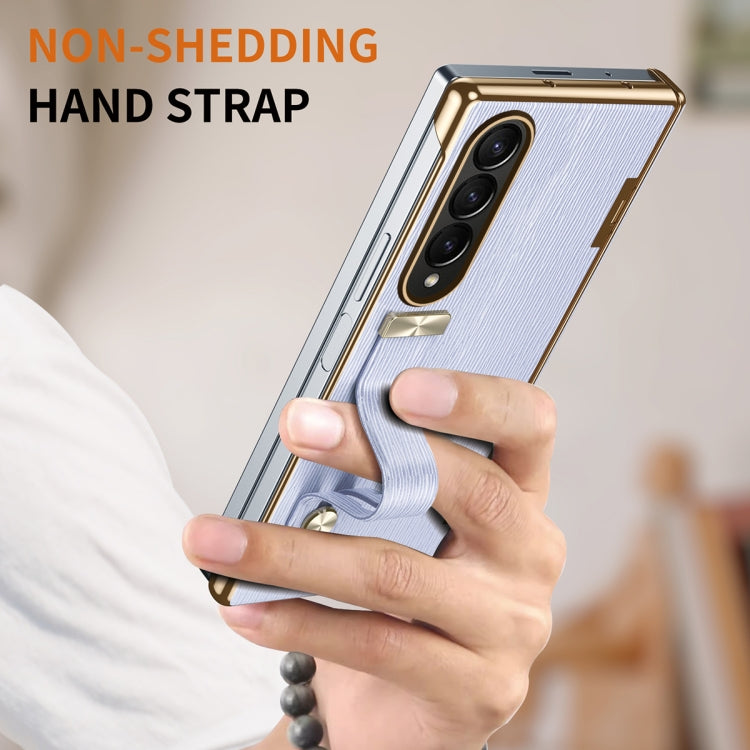 For Samsung Galaxy Z Fold3 Retractable Wrist Strap Invisible Stand Phone Case(Violets) - Galaxy Phone Cases by buy2fix | Online Shopping UK | buy2fix