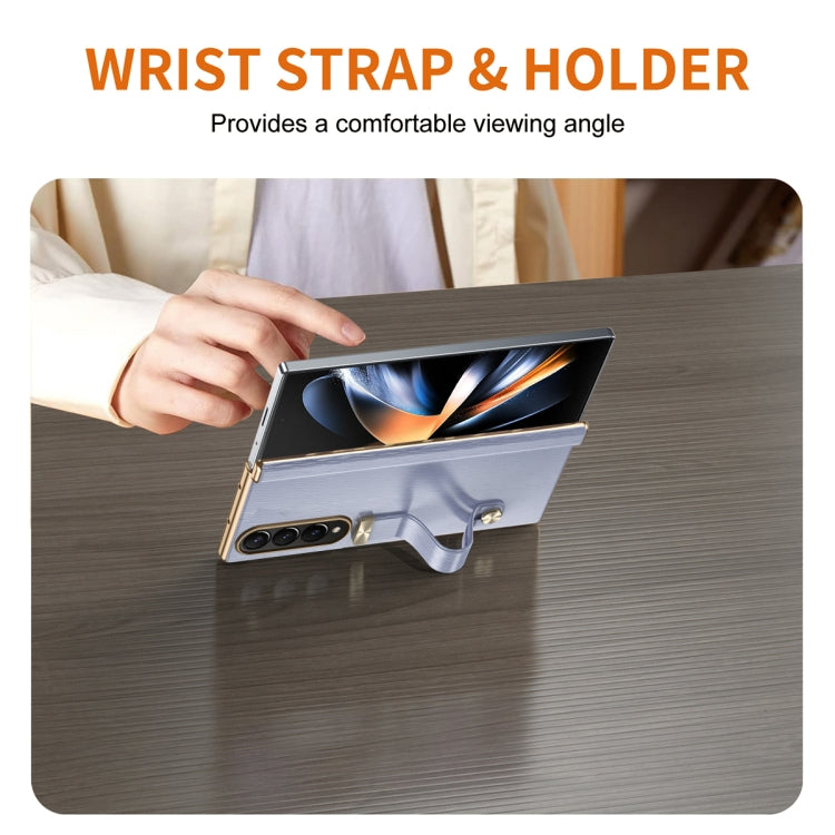 For Samsung Galaxy Z Fold3 Retractable Wrist Strap Invisible Stand Phone Case(Violets) - Galaxy Phone Cases by buy2fix | Online Shopping UK | buy2fix