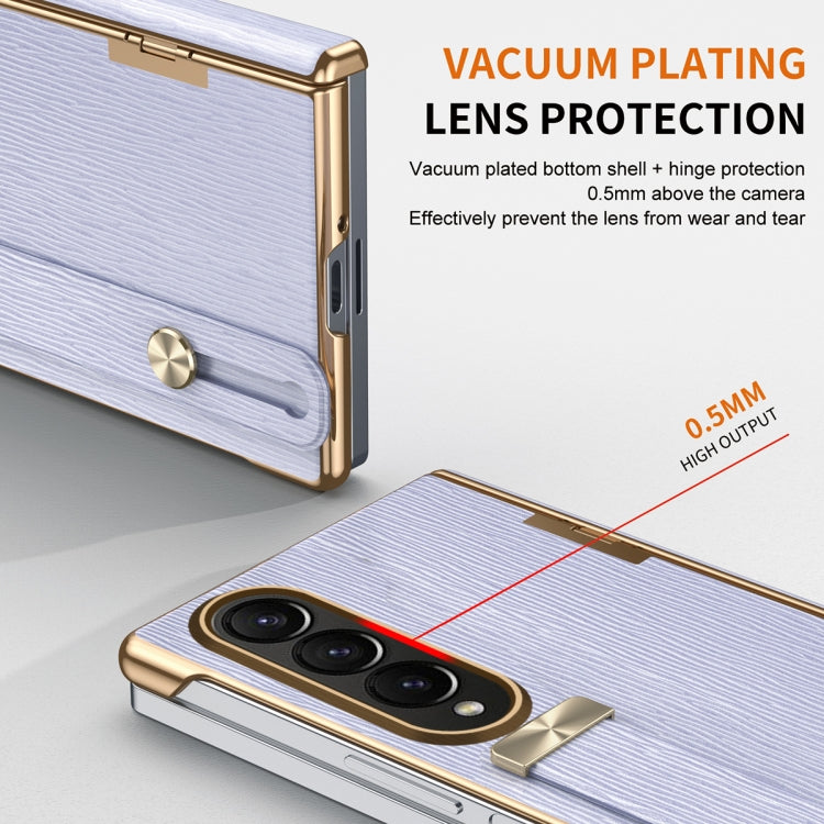 For Samsung Galaxy Z Fold3 Retractable Wrist Strap Invisible Stand Phone Case(Violets) - Galaxy Phone Cases by buy2fix | Online Shopping UK | buy2fix