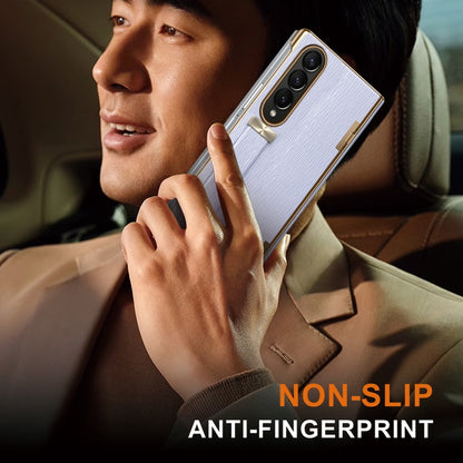 For Samsung Galaxy Z Fold3 Retractable Wrist Strap Invisible Stand Phone Case(Violets) - Galaxy Phone Cases by buy2fix | Online Shopping UK | buy2fix